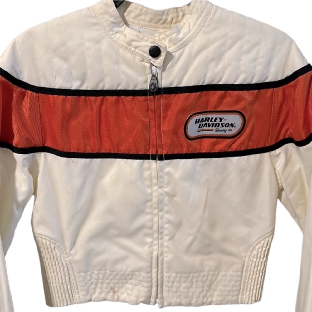 Harley-Davidson Ivory and Rust Bomber Jacket